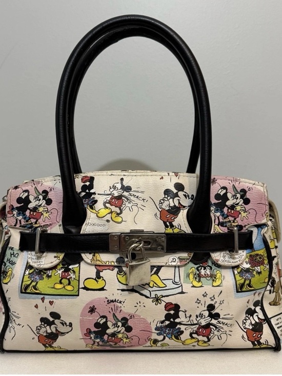 Disney Handbags - Vintage Disney Mickey Minnie Mouse Top Handle Bag Comic Print Faux Leather -Read